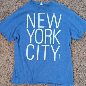 New York City T-Shirt Mens XL Blue Adult State Statue Of Liberty Distressed Logo